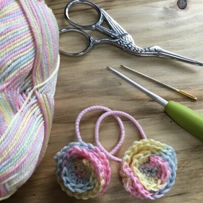 Crochet Spiral Rose Pattern (Hair Bobbles)