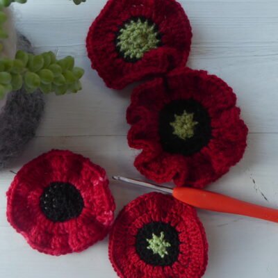 crochet poppy patterns free www.offthehookforyou.co.uk