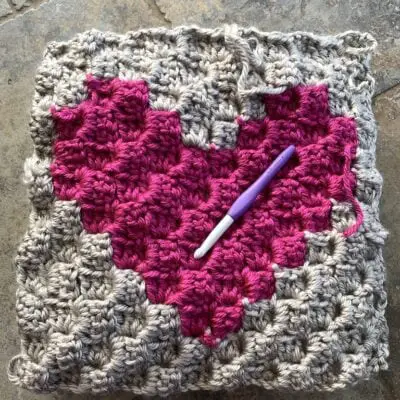 crochet heart cushion