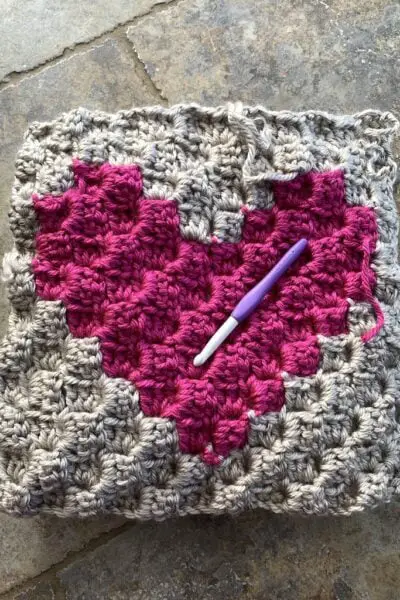 crochet heart cushion