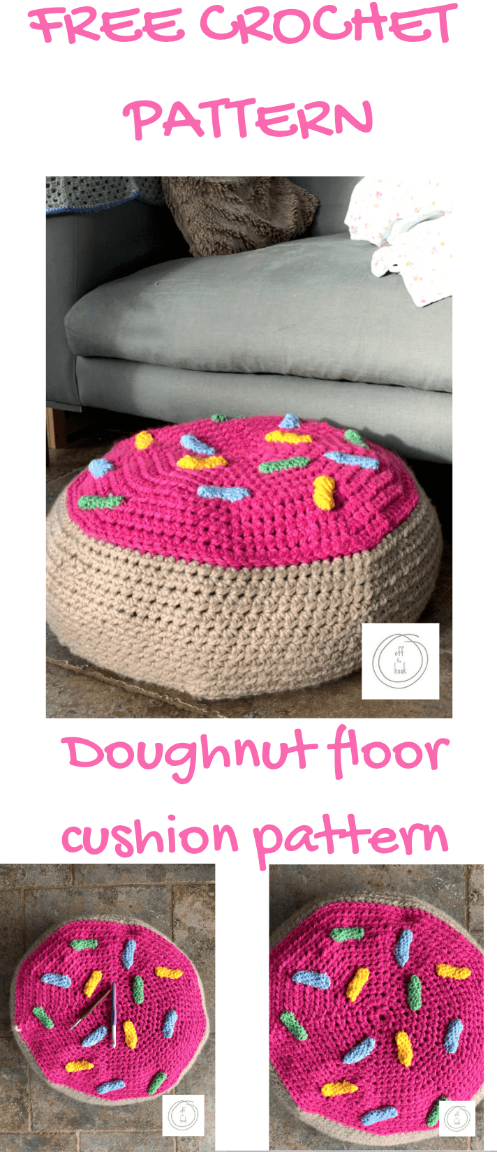 Donut Cushion Crochet Pattern off the hook for you