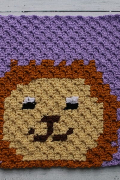 Lion c2c graph crochet animal a long, cal,