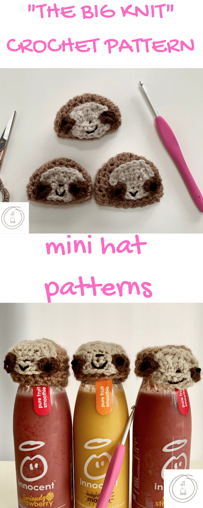 Sloth hat crochet pattern - The Big Knit - off the hook for you