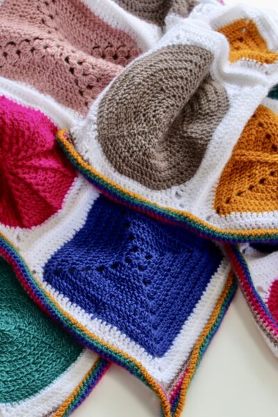 Geo-boho cygnet yarn free cal bright blanket crochet pattern