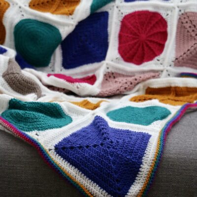 Geo-Boho cal Bright crochet blanket crochet along Cygnet yarns Off the hook for you