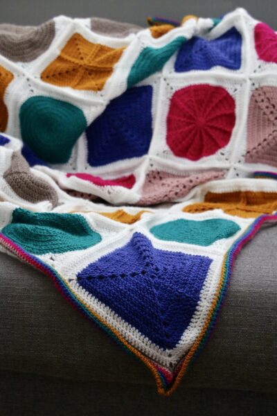 Geo-Boho cal Bright crochet blanket crochet along Cygnet yarns Off the hook for you