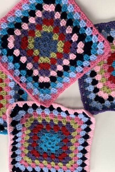 granny squares, colourful crochet blanket free pattern