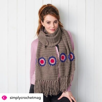 blanket scarf - crochet pattern, starburst granny squares www.offthehookforyou.co.uk