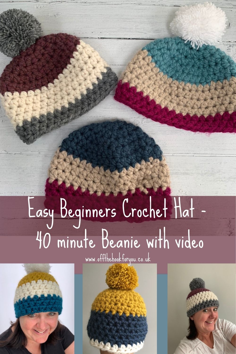 Easy quick beginners crochet hat - 40 minute make