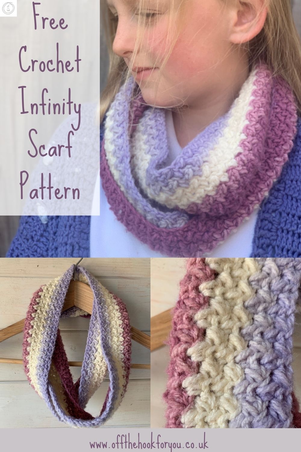 Elizabeth Stitch - Easy Beginners Crochet Infinity Scarf/ Cowl pattern.