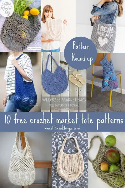 crochet market tote - 10 free patterns