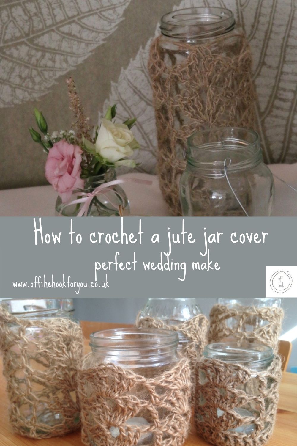 crochet jar cover using jute twine - wedding crochet