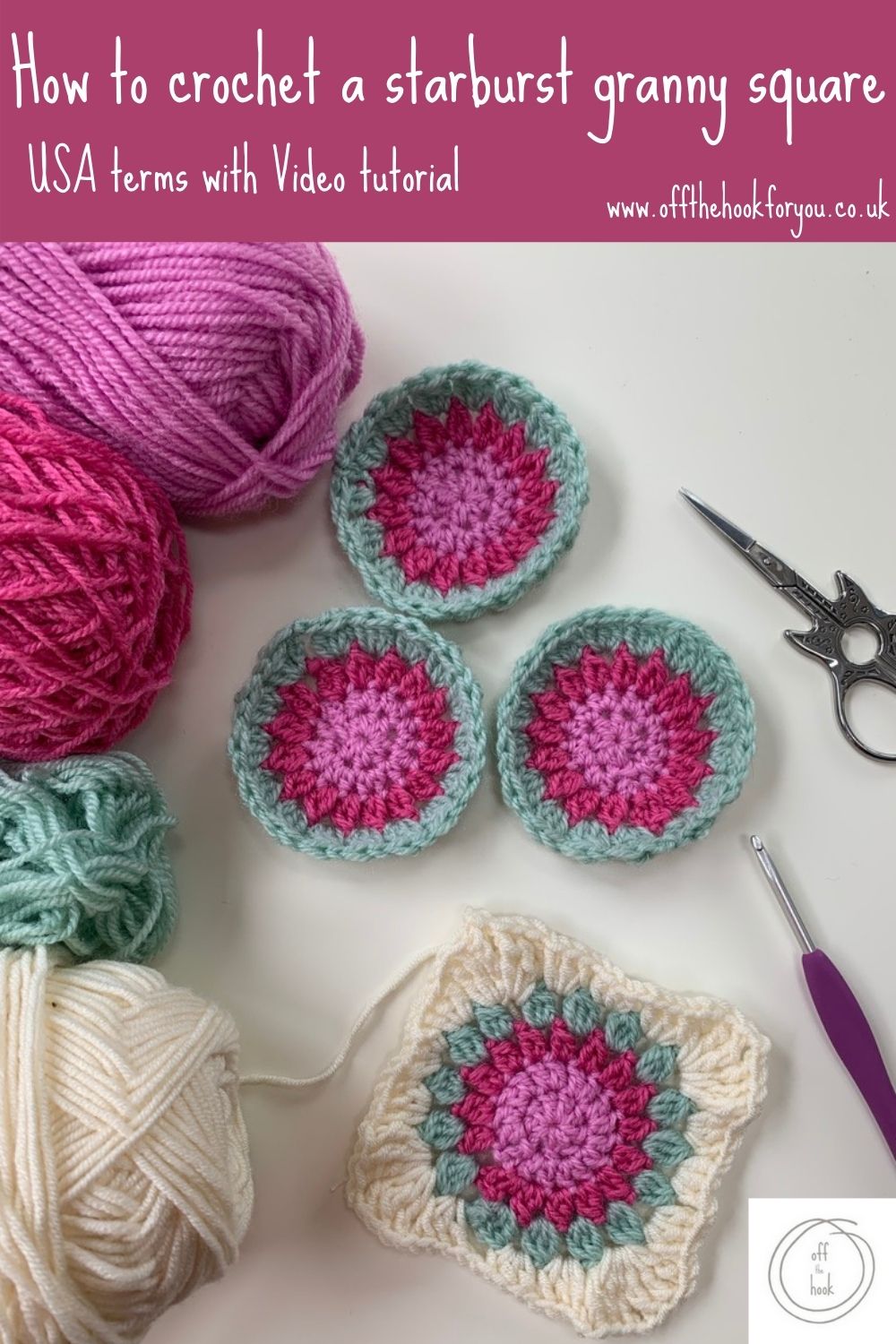 How to crochet a starburst granny square, easy free crochet pattern