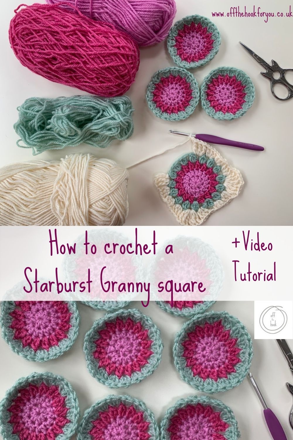 How to crochet a starburst granny square