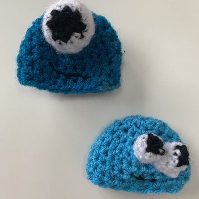 crochet big knit monster hat