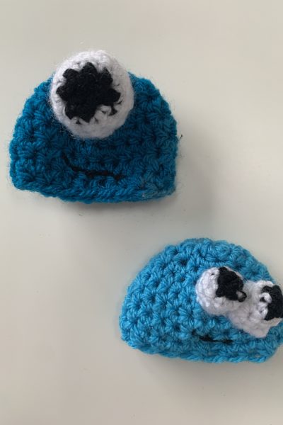 crochet big knit monster hat