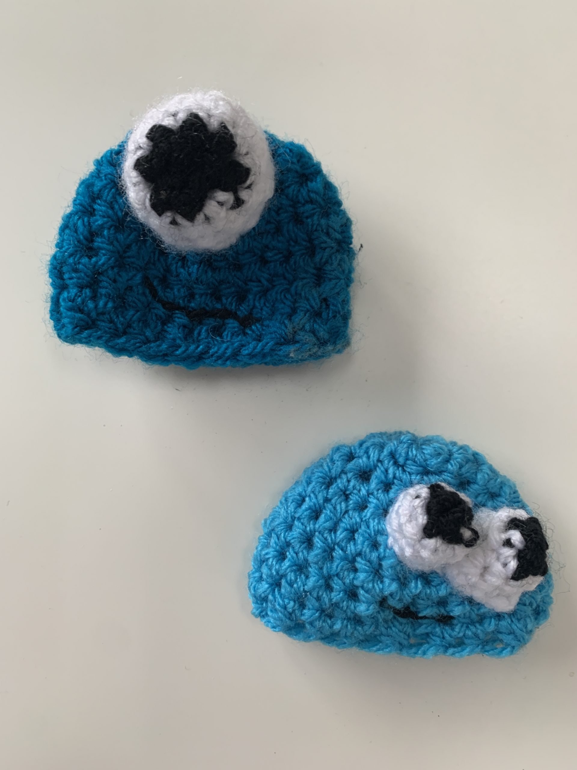 crochet big knit monster hat