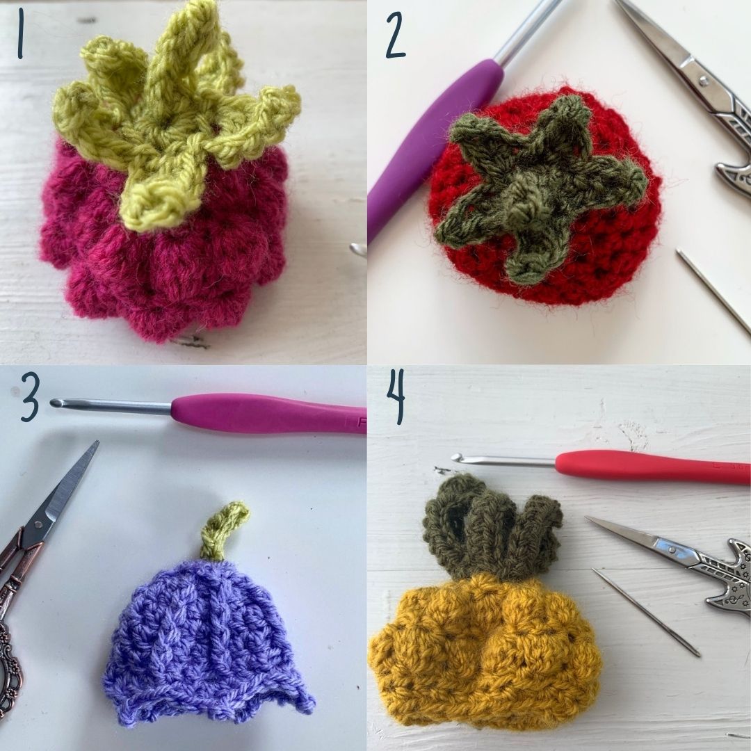 Big Knit crochet fruit hats