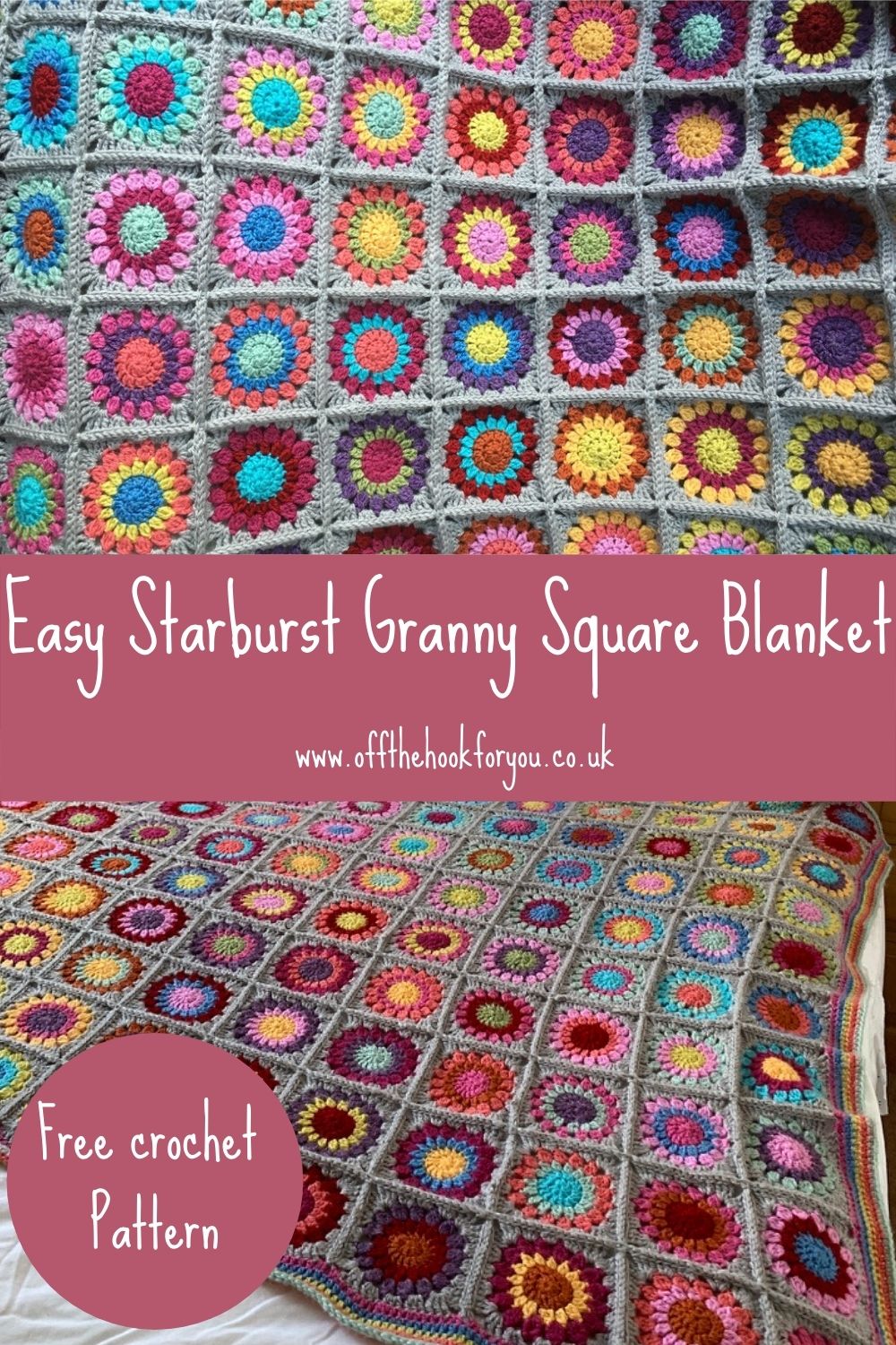 Easy Starburst granny square blanket pattern