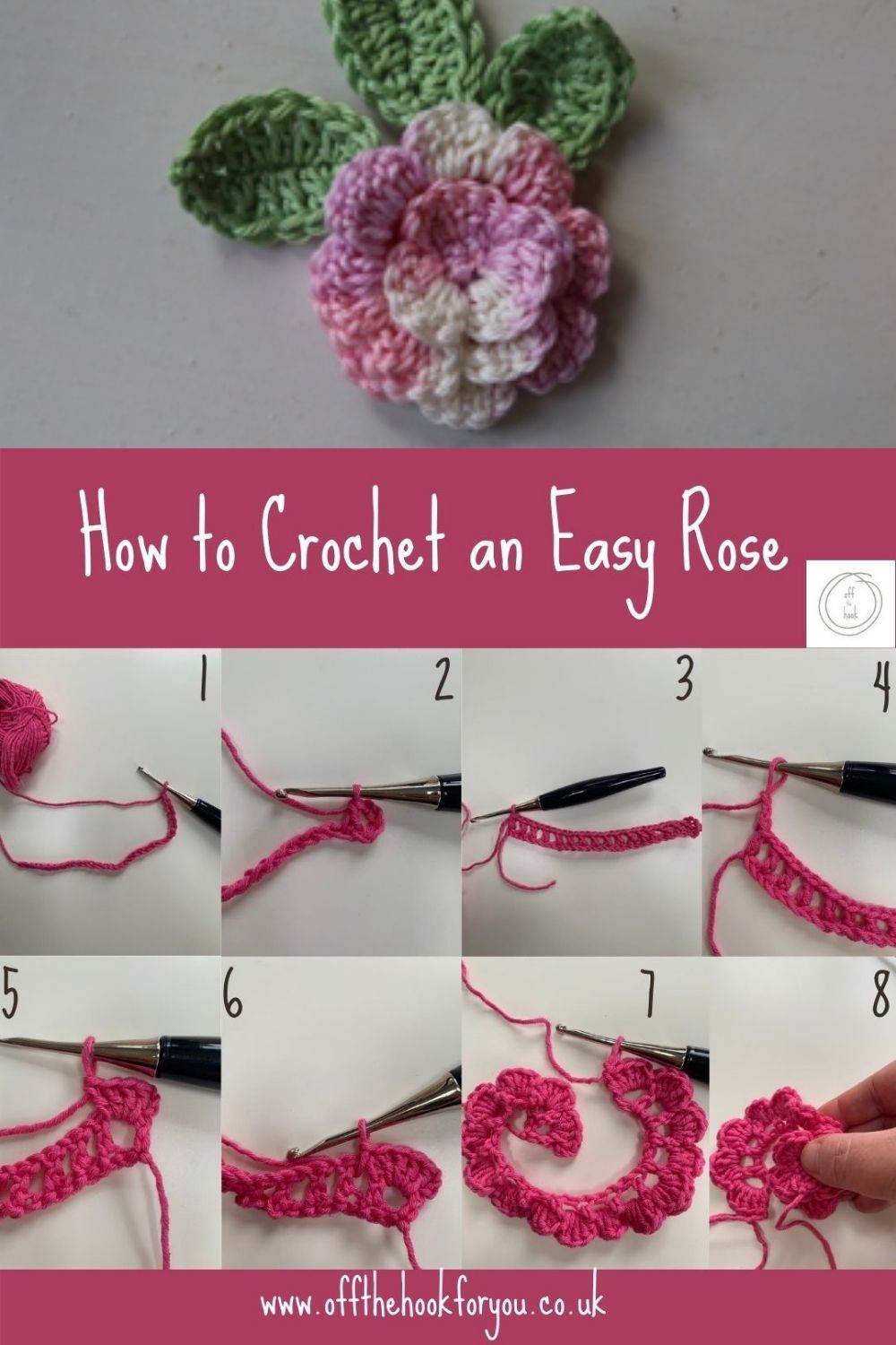 Quick easy crochet rose free pattern