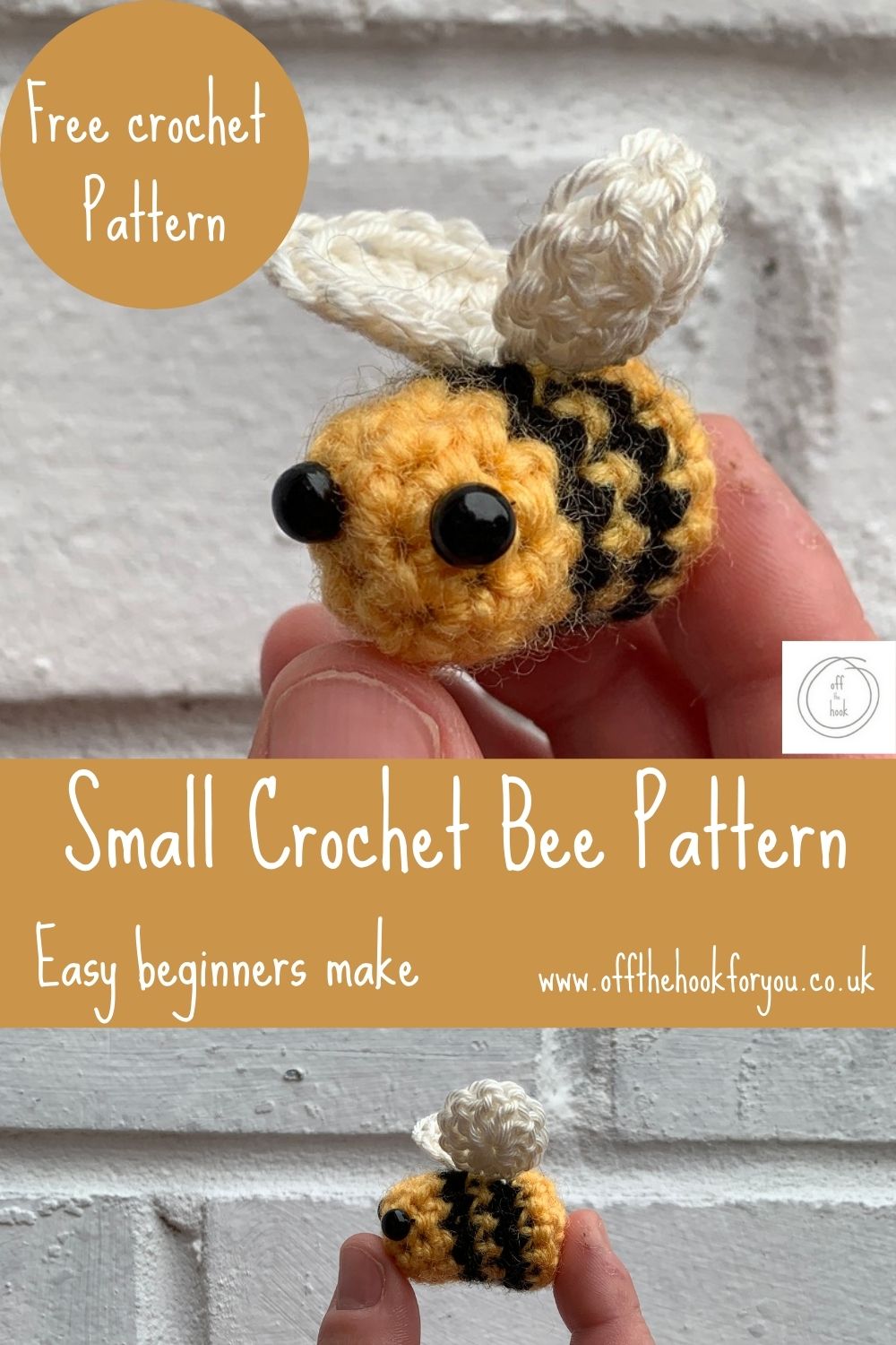 Small crochet bee, easy beginners amigurumi pattern
