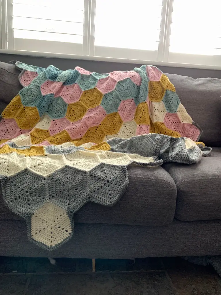 basic hexagon crochet blanket