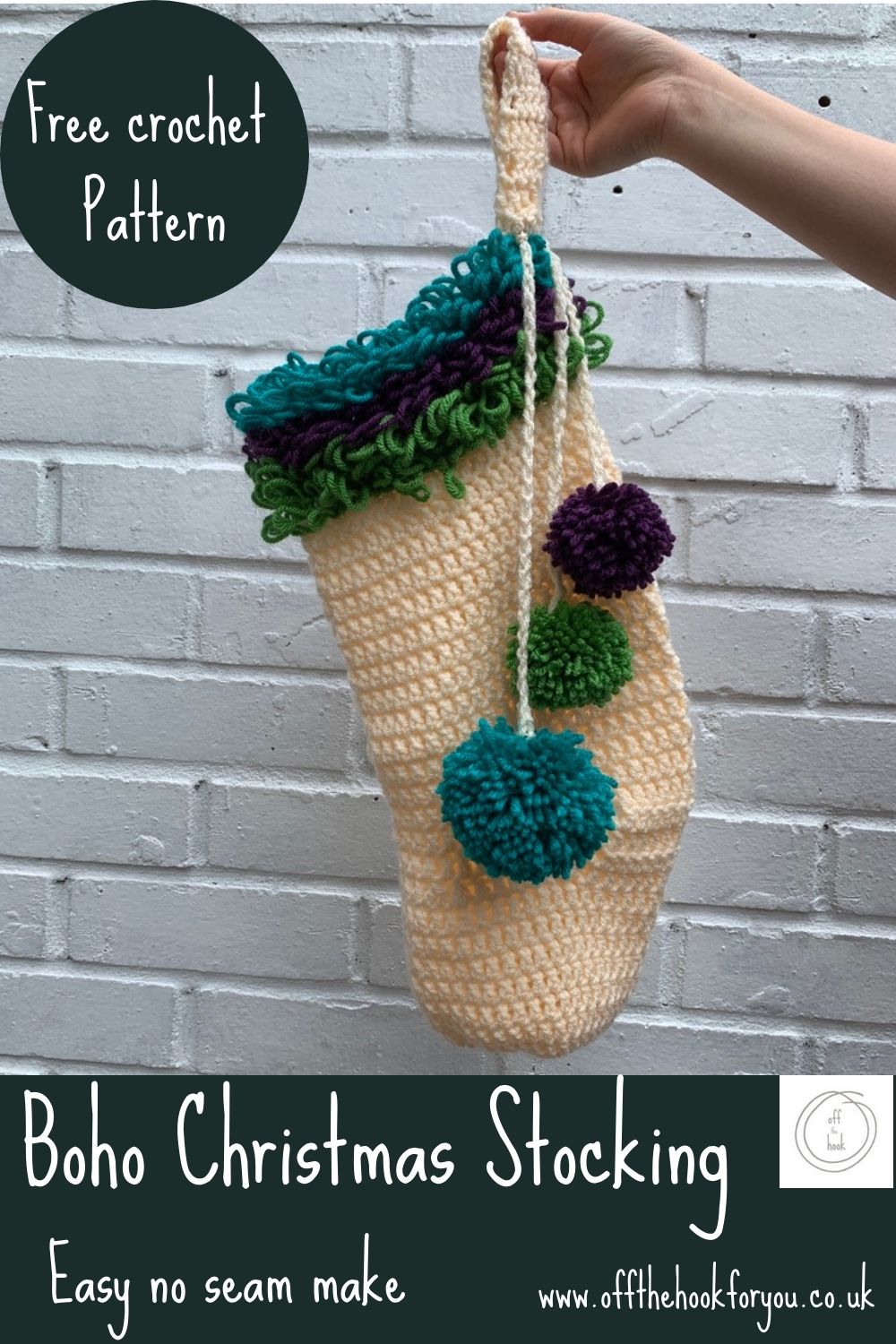 Boho Crochet Christmas Stocking pattern
