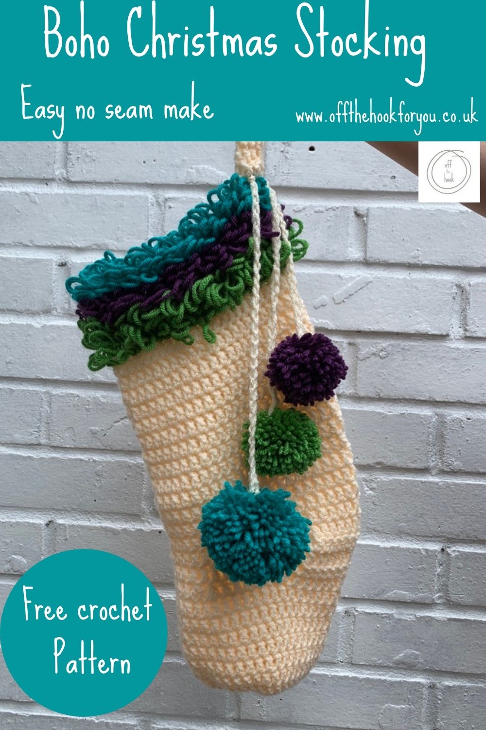 boho crochet Christmas stocking