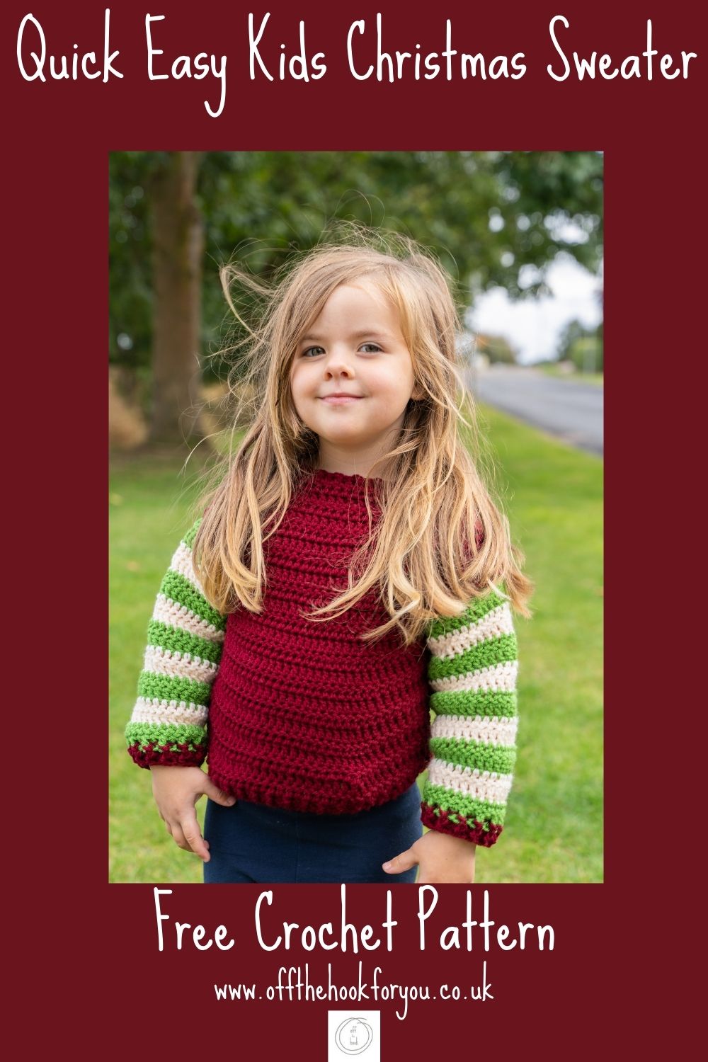 easy crochet Christmas kids sweater free pattern