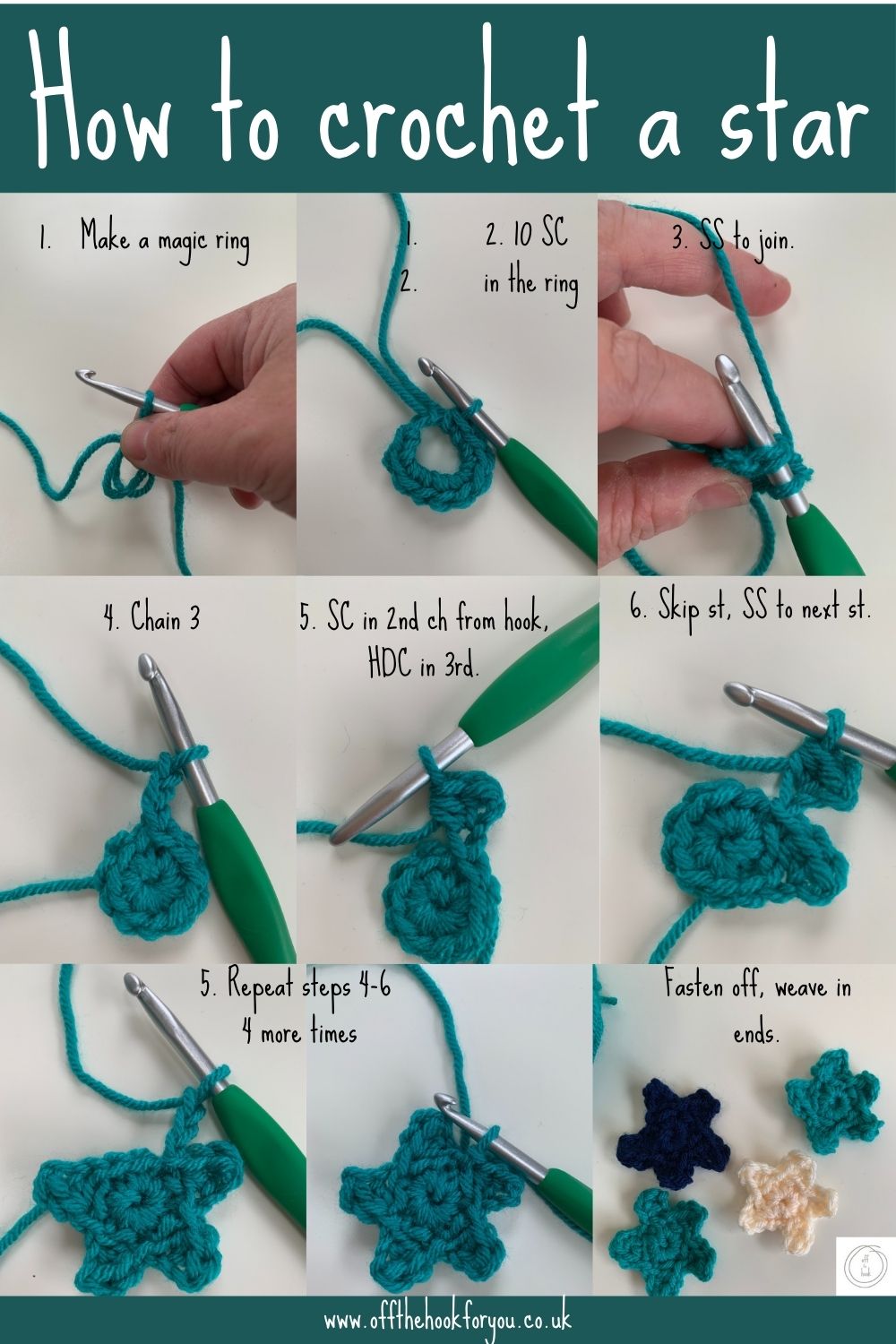 How to crochet a star - easy simple pattern