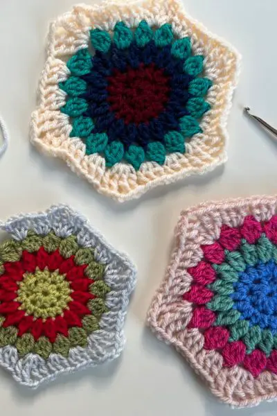 Crochet hexagon pattern different yarn weights