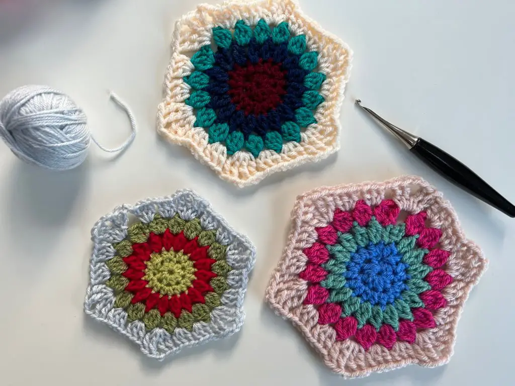 Crochet hexagon pattern different yarn weights