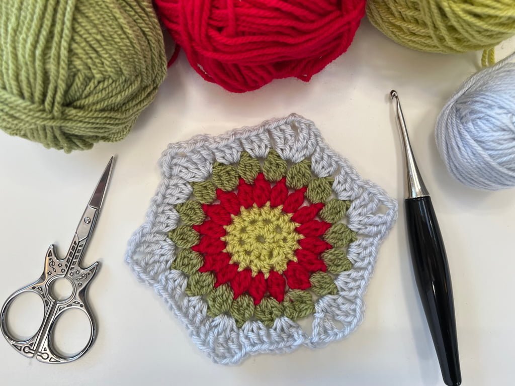 crochet hexagon starburst free pattern