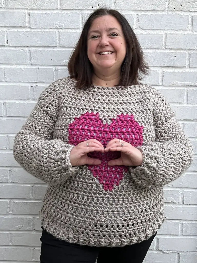 crochet heart jumper