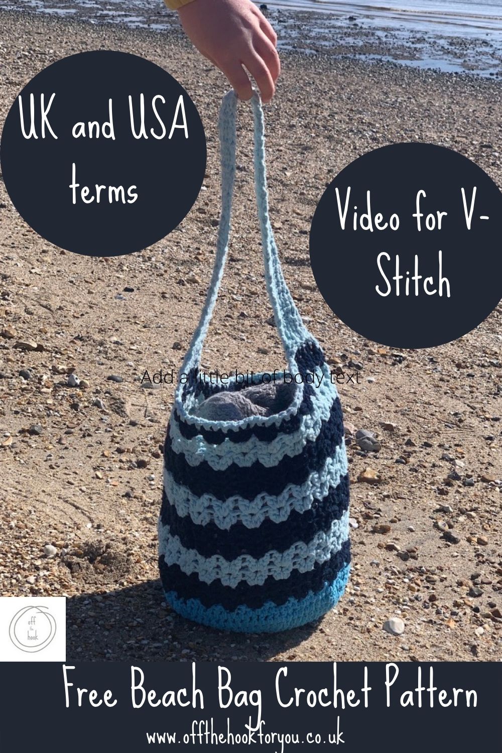 crochet beach bag stripy seaglass pattern