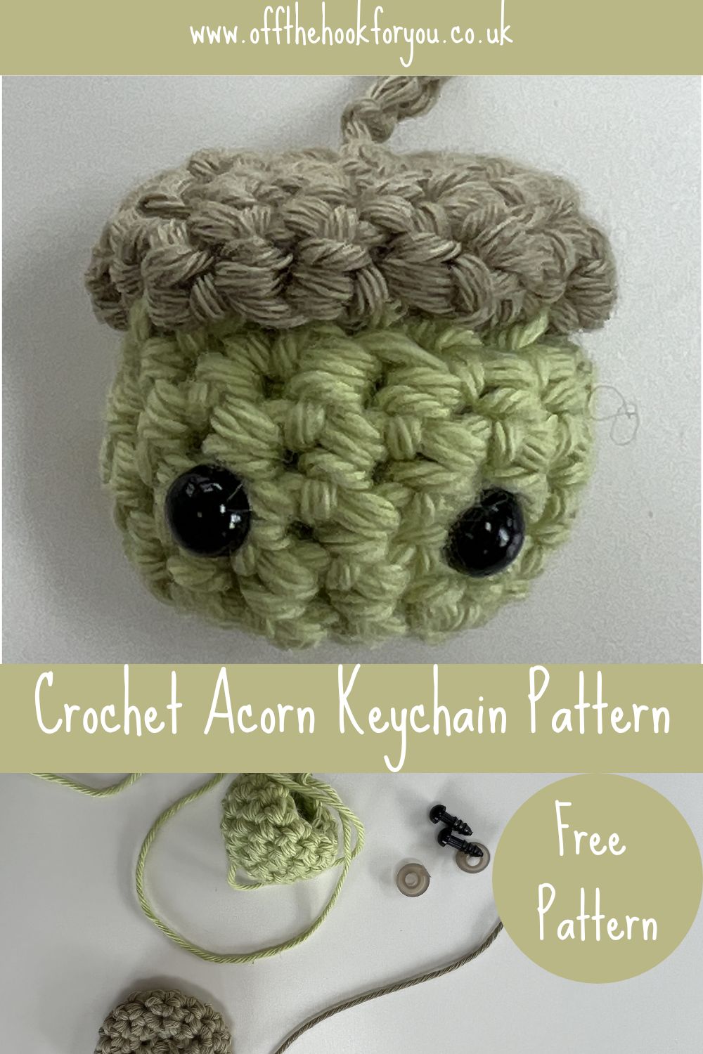 crochet acorn - free pattern amigurumi keychain