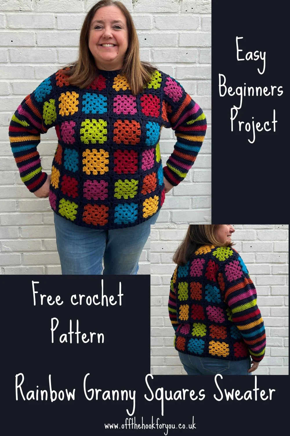 rainbow granny square sweater