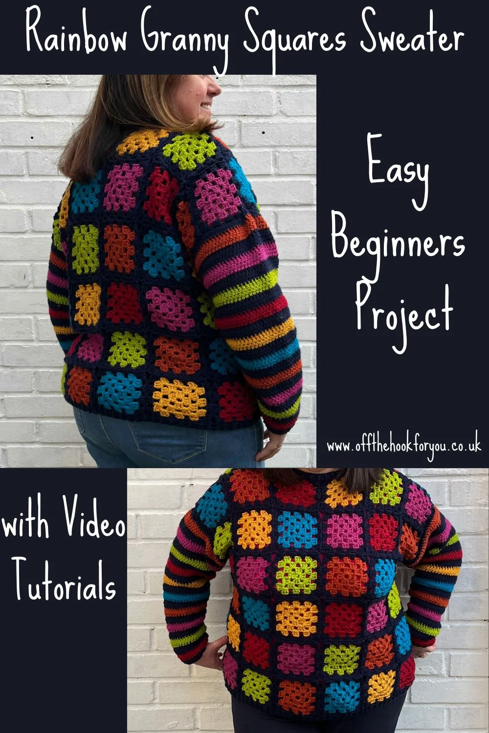 rainbow granny square jumper