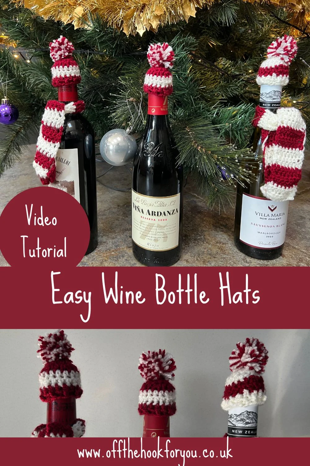 Crochet wine bottle hat and scarf set