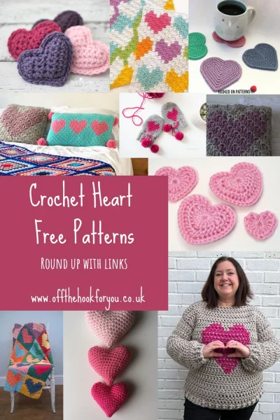 Crochet heart patterns UK and USA terms