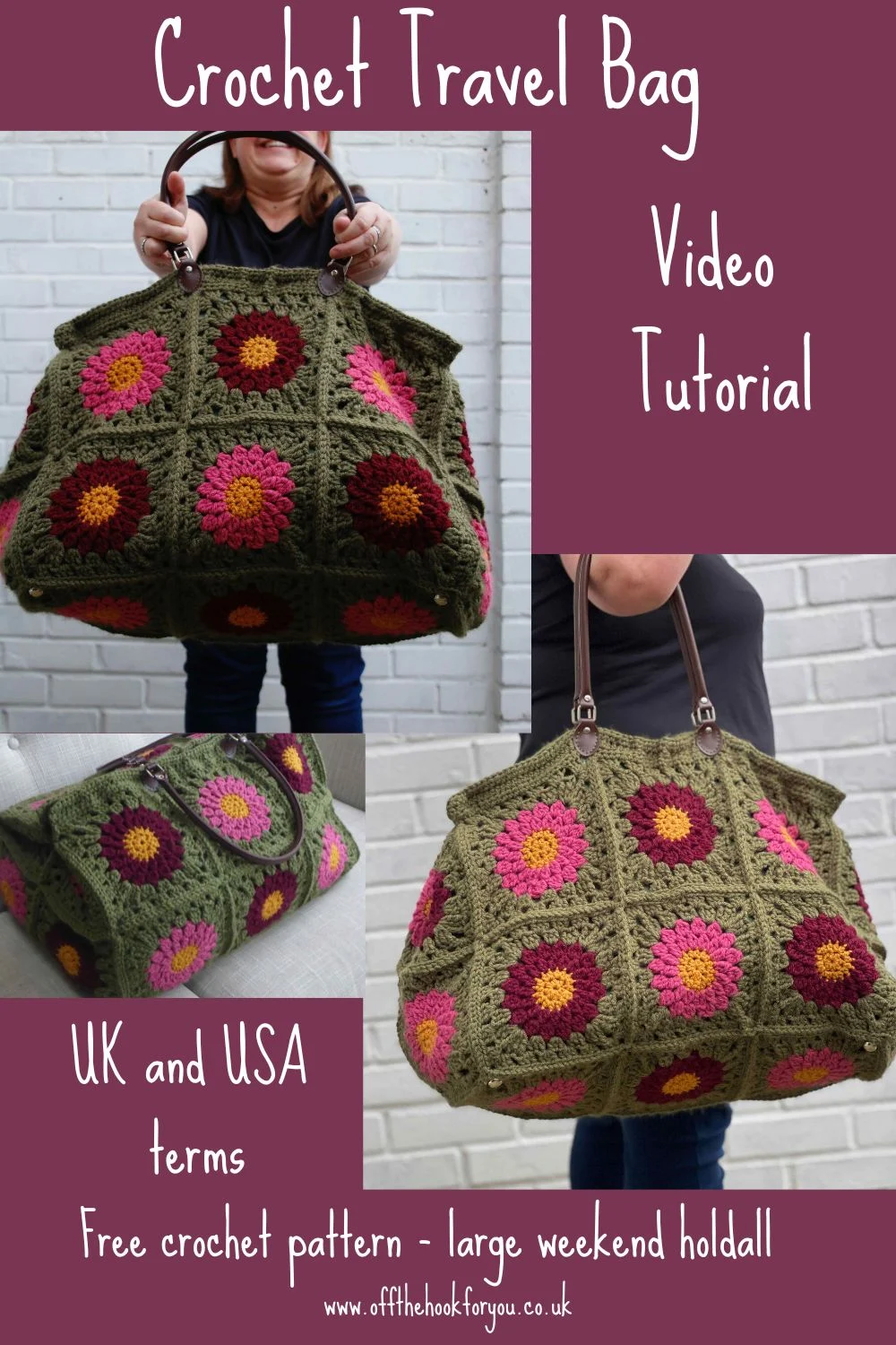 large crochet travel bag, weekend bag, overnight bag