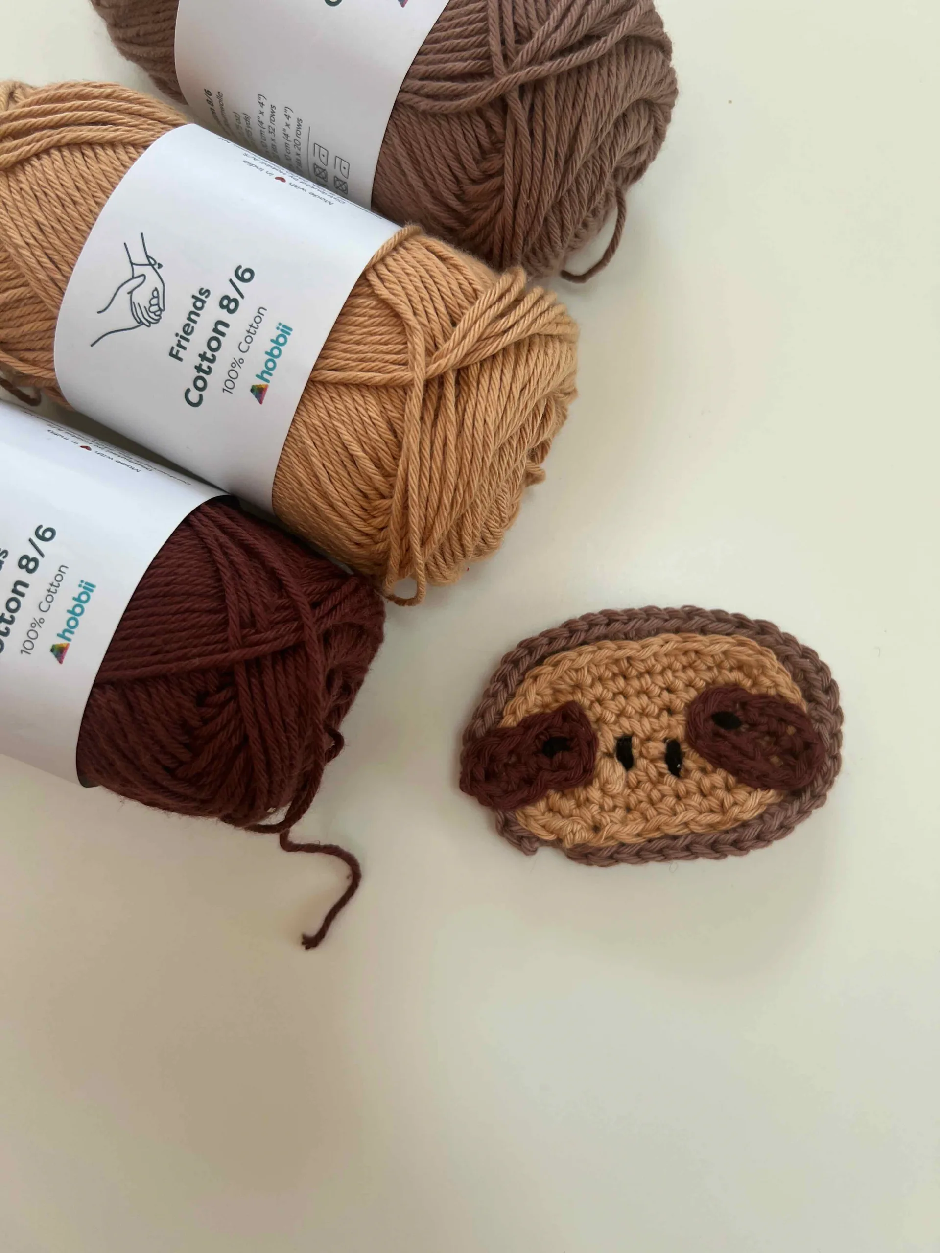 Free Crochet Sloth Brooch - easy pattern - off the hook for you