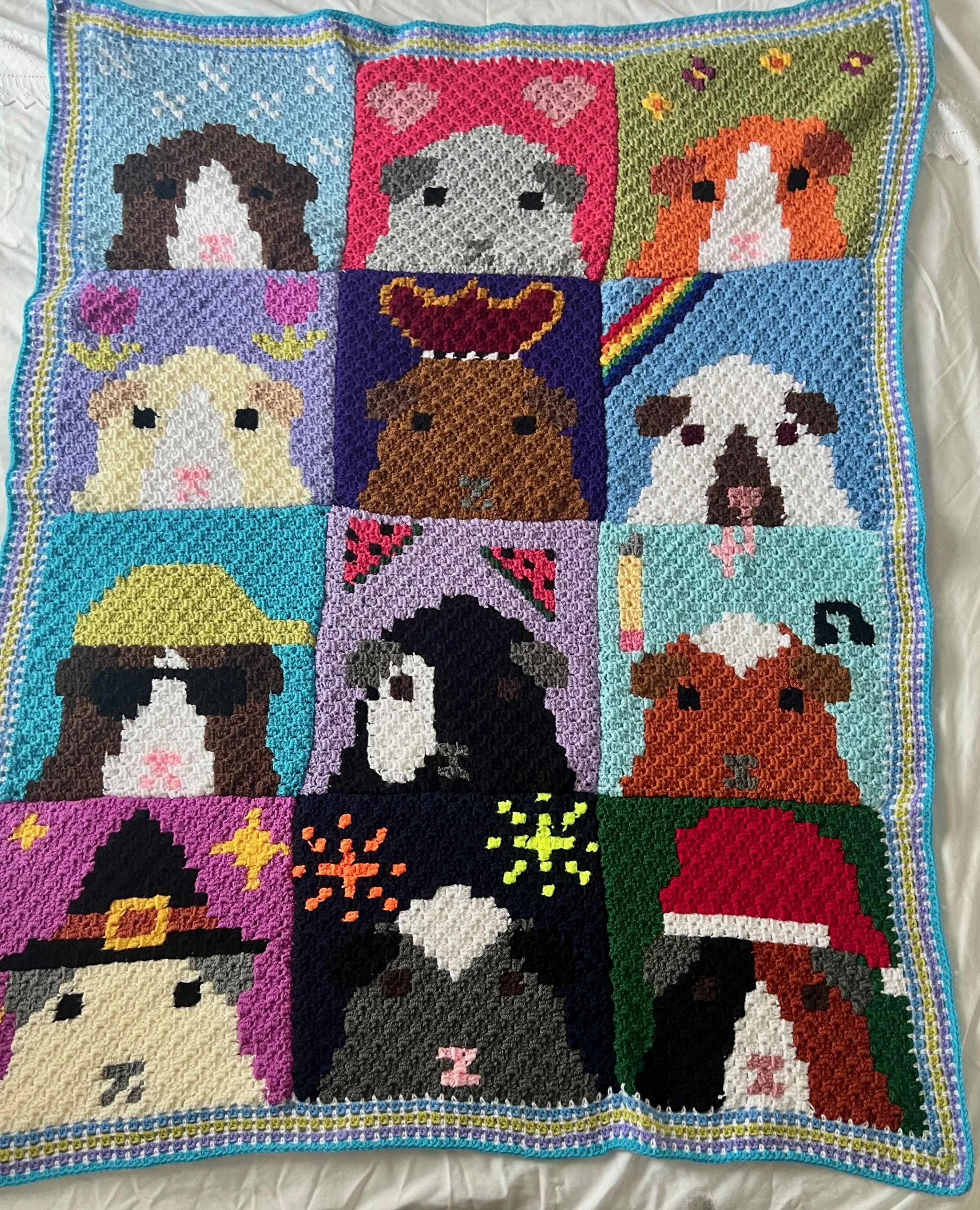 Crochet guinea pig blanket C2C